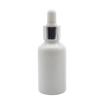 30  ML-ES MATT FEHÉR PIPETTÁS ÜVEG – FÉNYES EZÜST KUPAKKAL