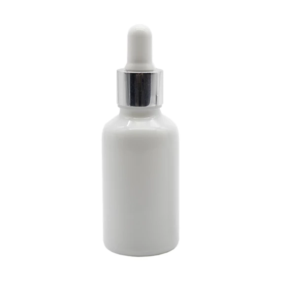 15 ML-ES FEHÉR PIPETTÁS ÜVEG – FÉNYES EZÜST KUPAKKAL