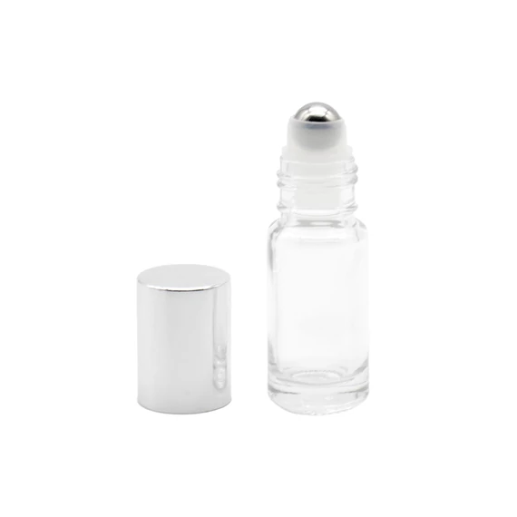 5 ML-ES ÁTLÁTSZÓ ROLL-ON ÜVEG – EZÜST KUPAKKAL